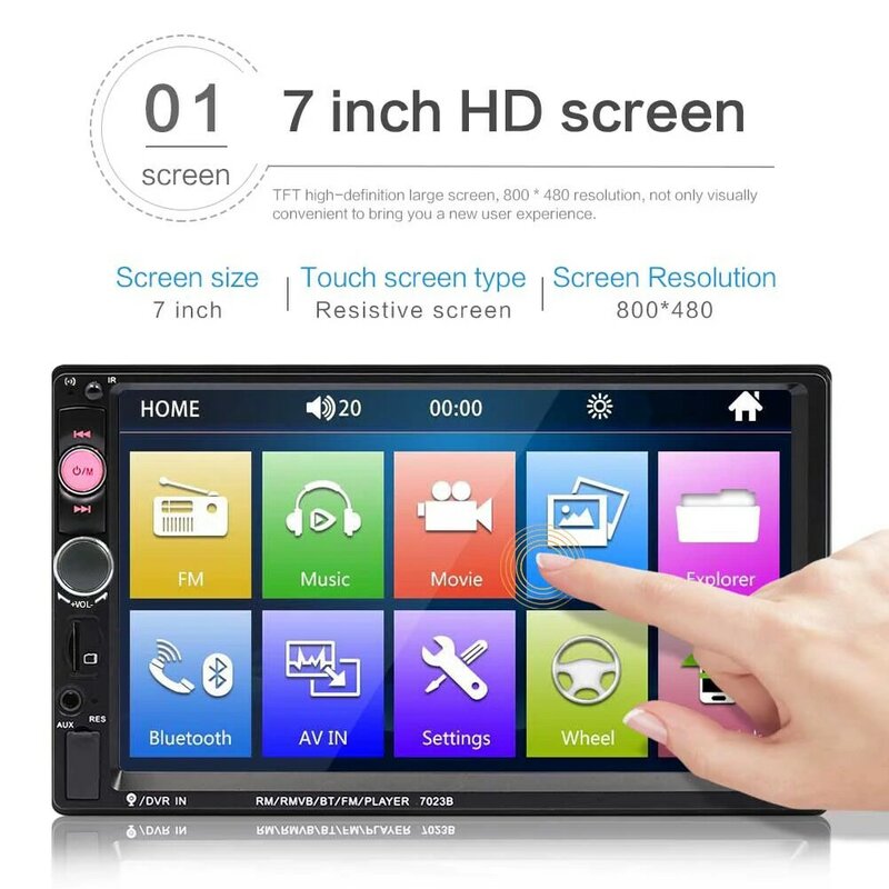 7023B Double 2 DIN Car Radio Multimedia Video Player 7 inch Touch Screen Head Unit with Mounting Kit Car Video Players