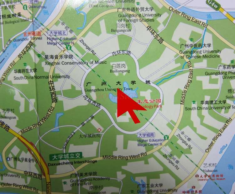 Waterproof Folding Travel Guide Mapa, cidade chinesa e inglesa, área urbana, ciclismo, Guangdong, China