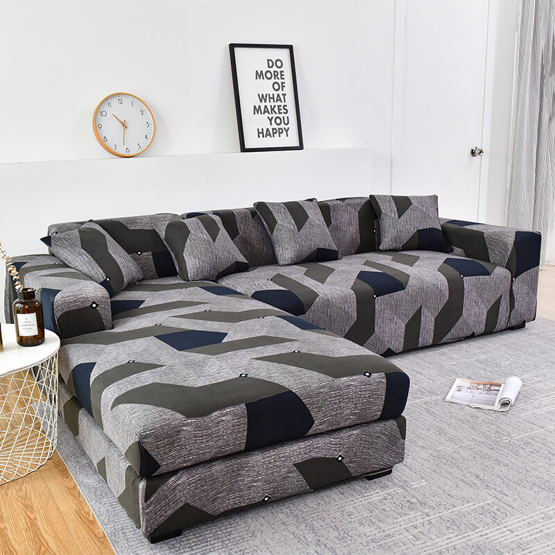 Capa para sofá de canto em forma de l em 2 peças, capa com elástico para proteger e decorar sofá de canto sala de estar