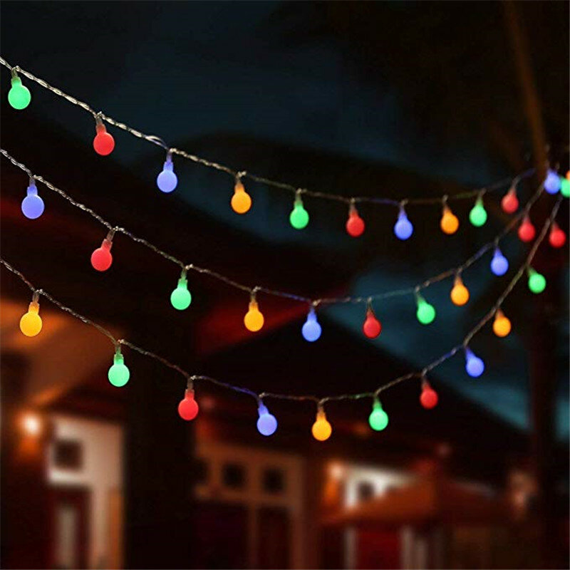 แบตเตอรี่ AA LED Ball Garland ไฟ Fairy String โคมไฟกันน้ำกลางแจ้งคริสต์มาสวันหยุดงานแต่งงานไฟตกแต่ง