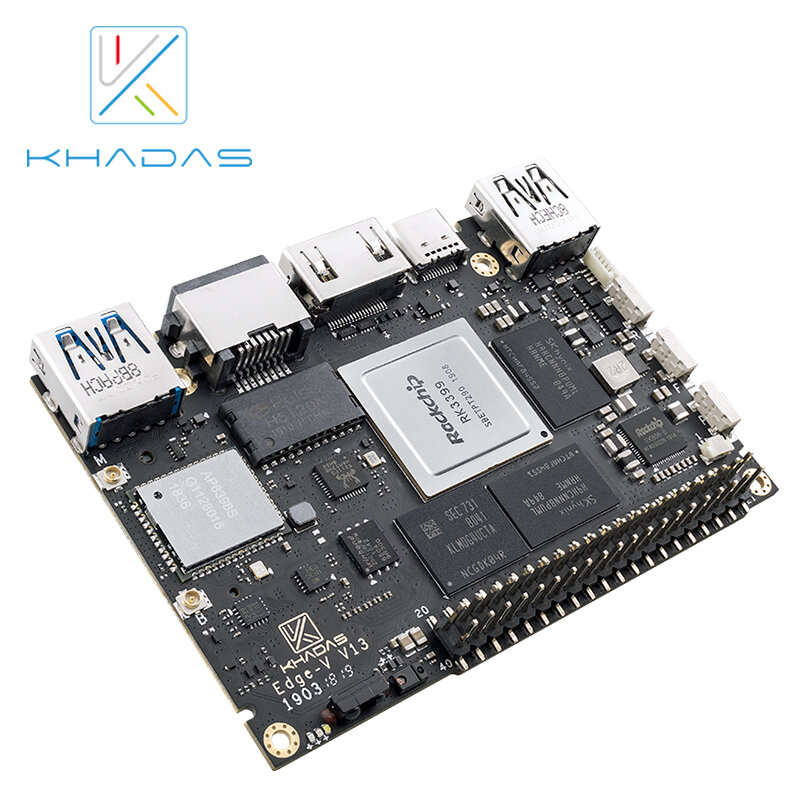 Khadas Edge-V Pro SBC: 4 Гб LPDDR4X + 32 ГБ eMMC один компьютер Rockchip RK3399 макетная плата M.2 слот для SSD и LTE mod