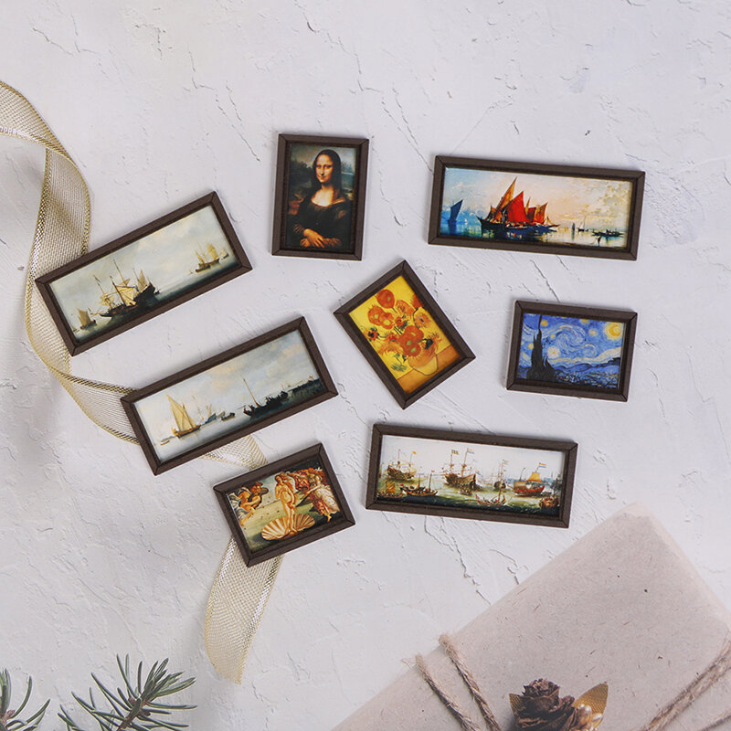 1:12 Dollhouse Miniature Photo Frame Oil Painting Wall Painting Furniture Decorative Toy Doll House Accessories