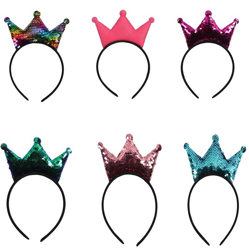 Colorful Sequins Tiara Crown Headband Kids Girls Hairband Children's Day  Headwear Party Favor Gift  Birthday Cosplay  Christmas