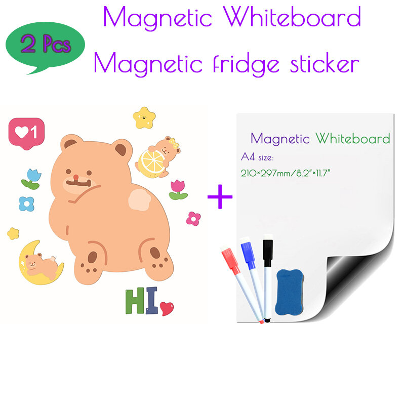 Stiker Papan Putih Magnetik Di Kulkas Sadhu untuk Catatan Perencana Kalender Kulkas Kartun Magnet Anak Menggambar Kerangka