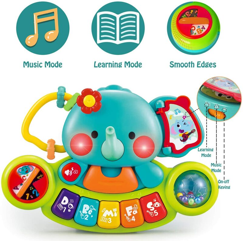 HISTOYE Baby Piano Toys Light Up Baby Toys Musical Learning Toys for Infant Baby Toddler Elephant Piano Keyboard Toys Gifts