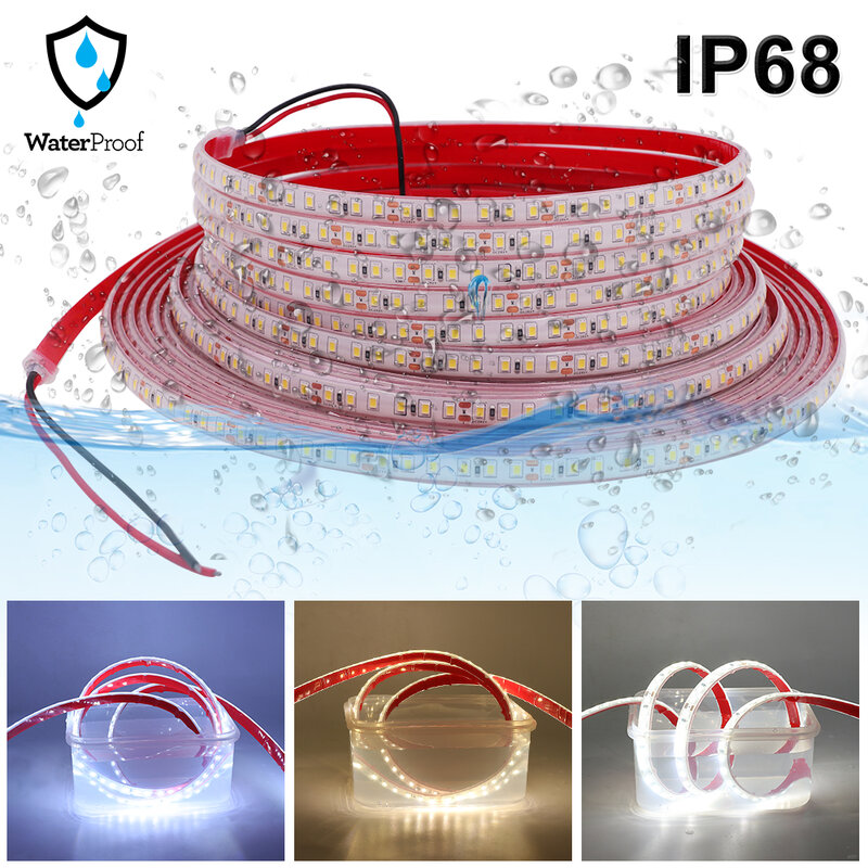 Tira de luces LED impermeables IP68, cinta de luz Flexible para piscina, 20M, 24V de cc, alta calidad, 2835, 120LED, para exteriores, bajo el agua