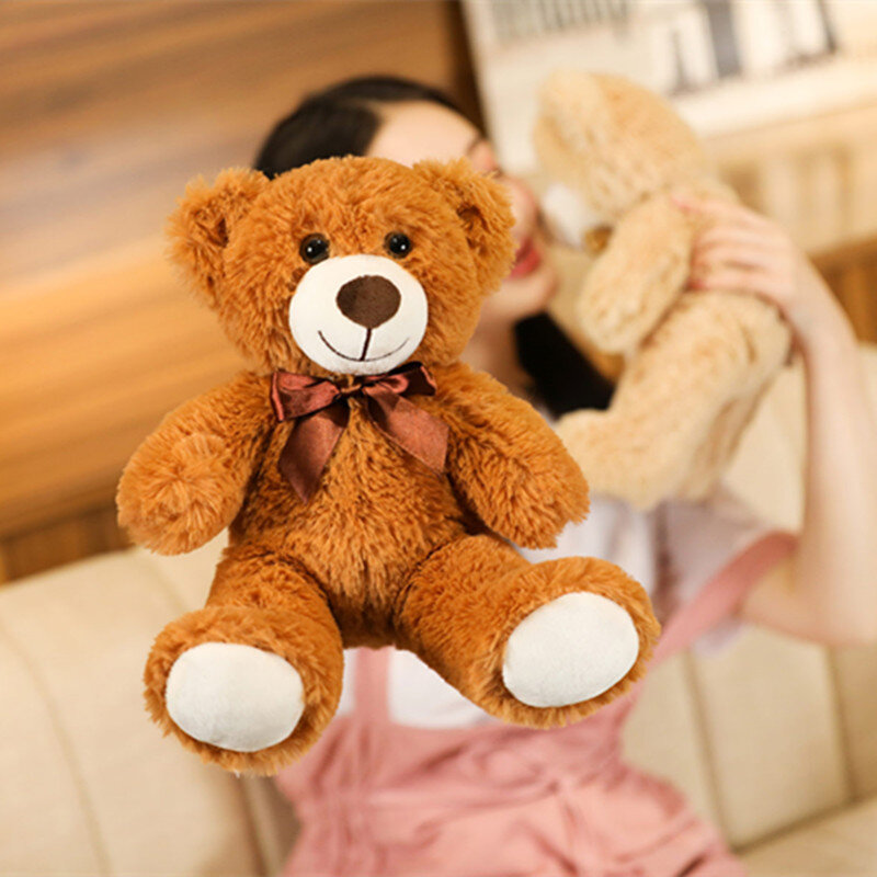 35CM Boneka Beruang Dasi Kupu-kupu Warna-warni Lucu Mainan Mewah Boneka Peluk Beruang Hadiah Ulang Tahun Anak-anak Boneka Teddy Bear Rumah Ruang Tamu Kamar Tidur