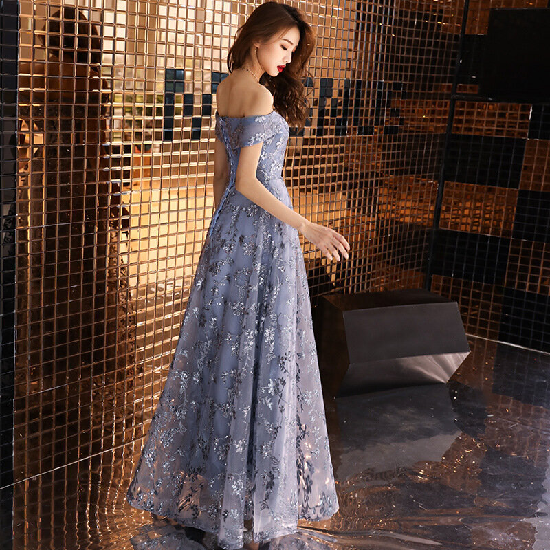 England Style Strapless Evening Dress For Women Floor-Length Off Shoulder Sleeveless A-Line Embroidery Slim Formal Prom Gowns