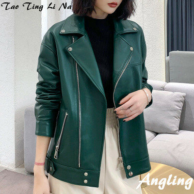 Tao Ting genuína jaqueta de couro de ovelha para mulheres, jaqueta locomotiva solta, R5, real, nova