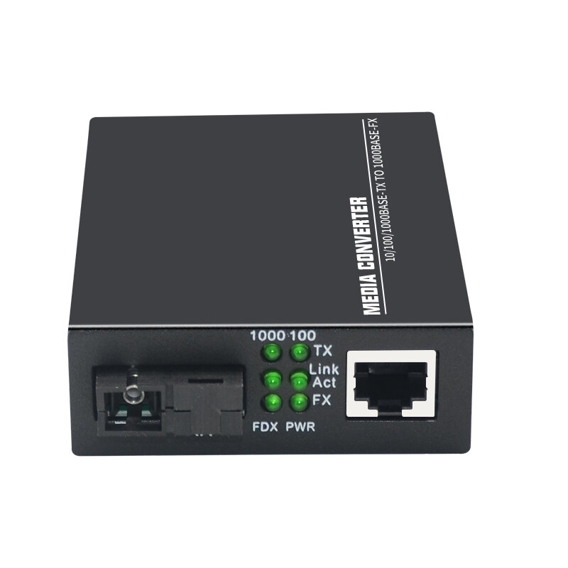 Światłowód gigabitowy optyczny Media konwerter 1000/100Mbps Ethernet RJ45 jednomodowy pojedynczy światłowód TX RX Port SC zewnętrzne zasilanie