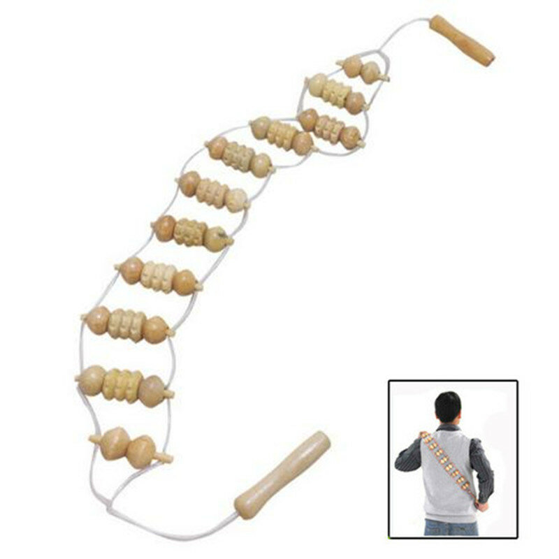 Rodillo de madera para masaje de espalda y cuerpo, rodillo de madera para tirar, estimulador muscular, herramientas para el cuidado de la salud