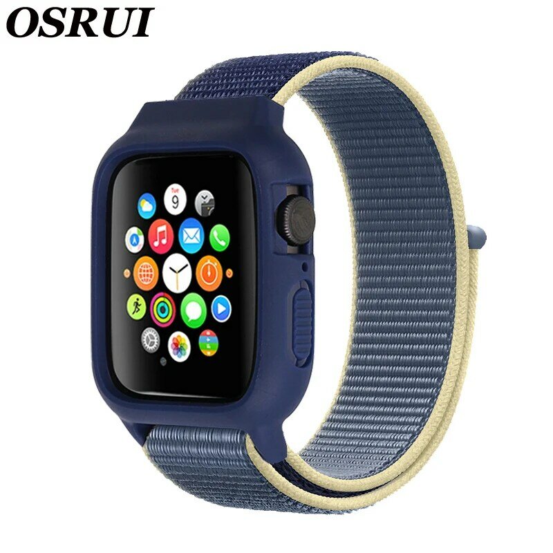 Чехол + ремешок для apple watch, 44 мм, 40 мм, iwatch, нейлоновый ремешок, 42 мм, 38 мм, pulseira, apple watch 5, 4, 3, браслет для часов correa