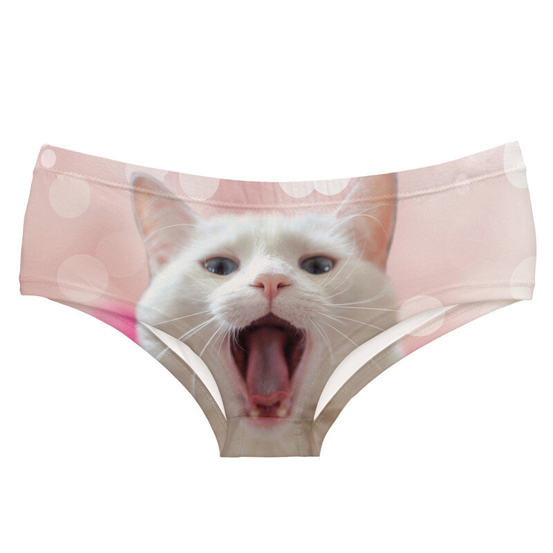 DeanFire Super Soft Women 3D Panties Underwear CAT Meow Kitty Funny Print Kawaii Push Up Briefs Lingerie Thong for Female