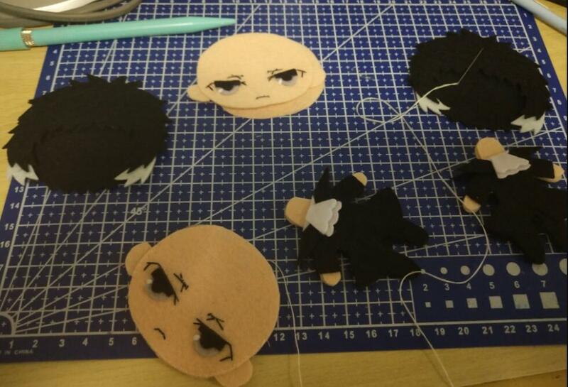 Anime Bungo Stray Dogs Ryunosuke Akutagawa Soft Stuffed Toys DIY Handmade Pendant Keychain Doll Creative Gift