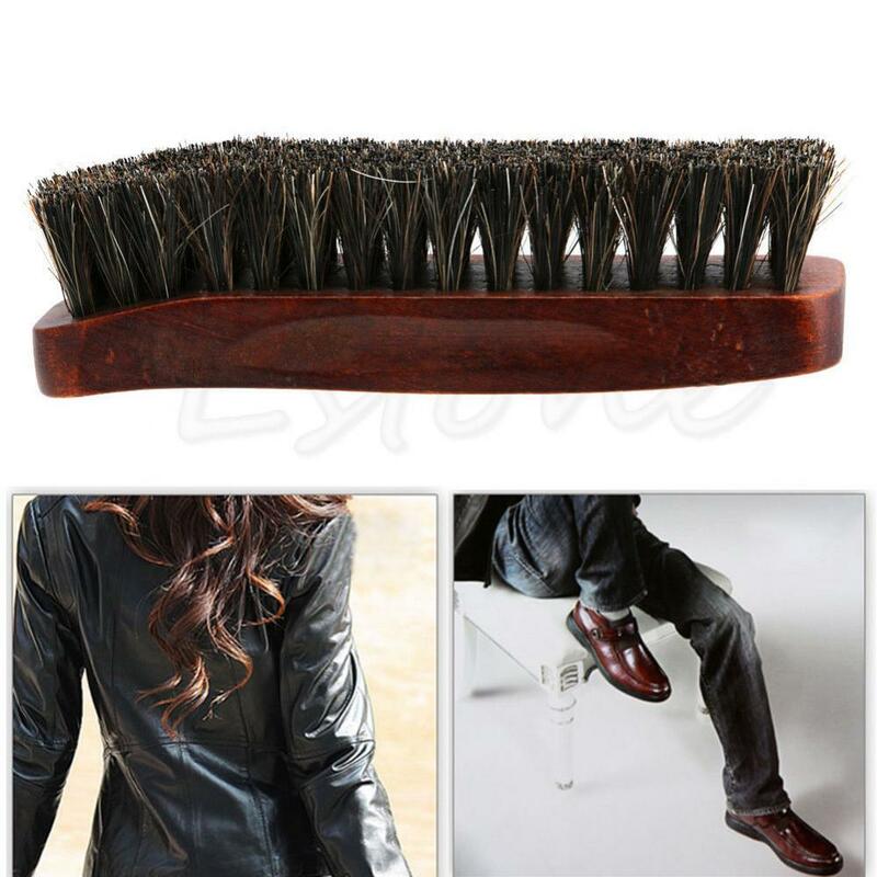 Practical HorseHair Shoes Brush Wooden Handle Shoes Boots Polishing Brush Dust Cleaning Shining Brush Tools Shoe Care
