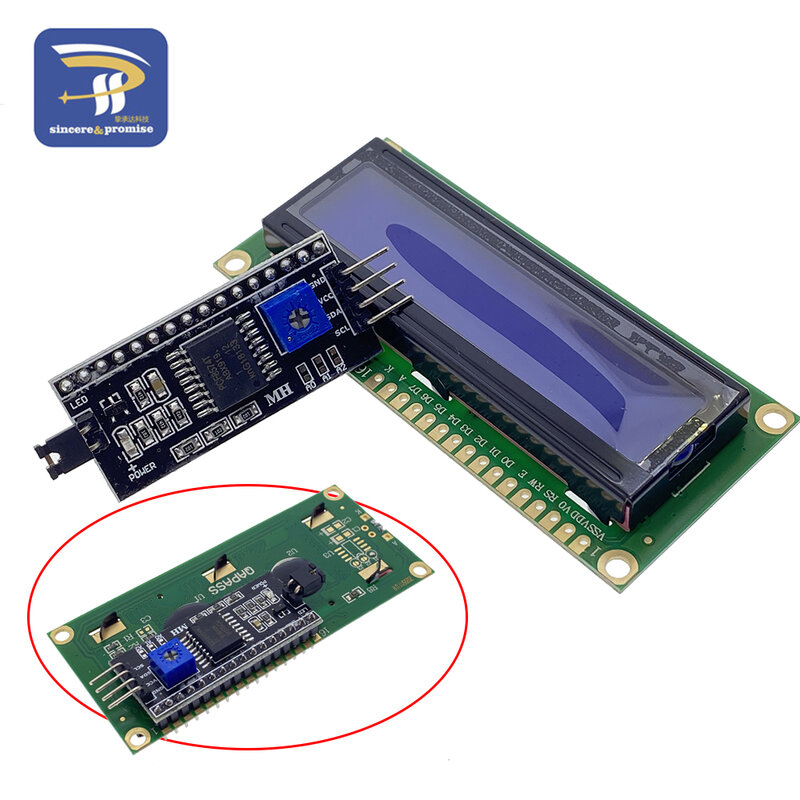 1602 16x2 HD44780 per Arduino carattere 5V LCD schermo blu 1602A IIC/I2C seriale PCF8574 modulo piastra adattatore interfaccia KIT fai da te