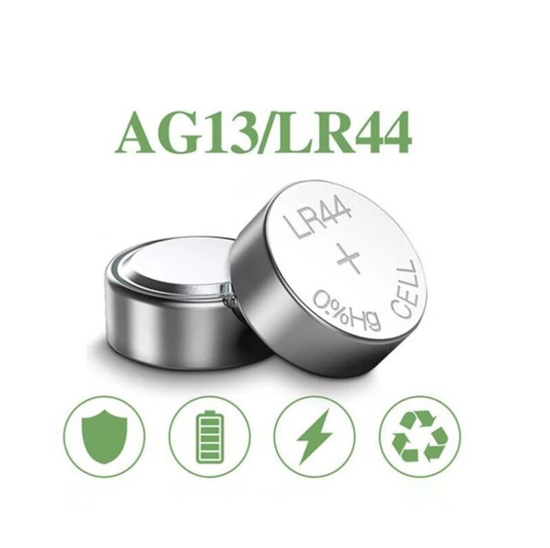 แบตเตอรี่นาฬิกาข้อมือเหรียญเซลล์ AG13 LR44ใหม่50ชิ้น L1154 357 SR44 1.5V แบตเตอรี่กระดุมอัลคาไลน์เหมาะสำหรับนาฬิกา