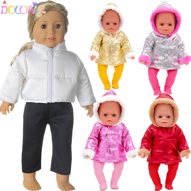 Jaket Baju Boneka Anak Perempuan 18 Inci Amerika Musim Dingin + Pakaian Boneka Legging Cocok untuk Pakaian Boneka Bayi Yang Lahir 43Cm Baju Boneka Yang Terlahir Kembali