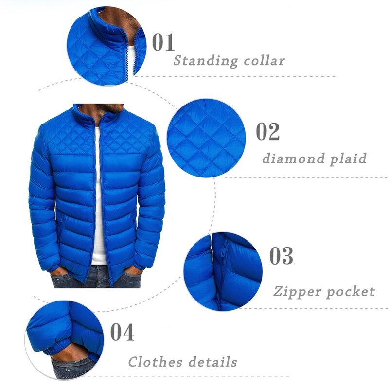 Zogaa-パフ付きコットンコート,4色,ラージサイズS-3XL,メンズファッション,秋冬