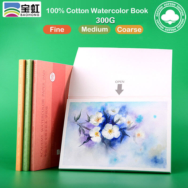 100% algodão aguarela sketchbook 300g/m2 água cor de desenho papel livro transferência estudante papel para acuarela arte suprimentos