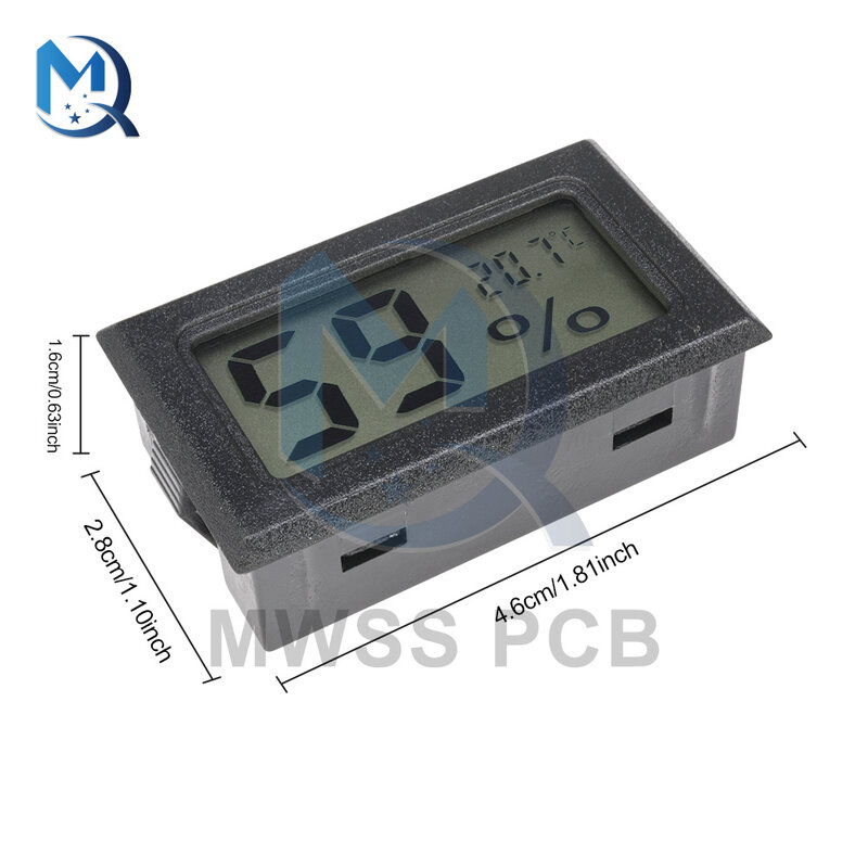 LCD Mini Tampilan Digital Termometer Higrometer Hitam Sensor Suhu Kelembaban Modul Dalam Ruangan Instrumen Meteran Nyaman