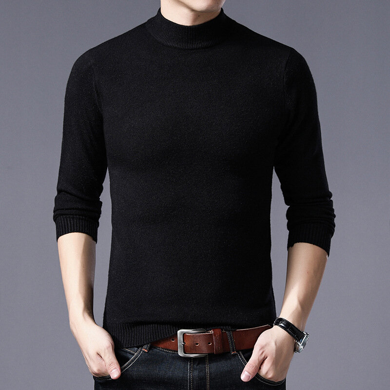 MRMT 2022 Brand Winter New Men's Sweater Knitted Shirts Pure Color Semi-turtleneck Sweater Pullover for Male Sweater Clothing