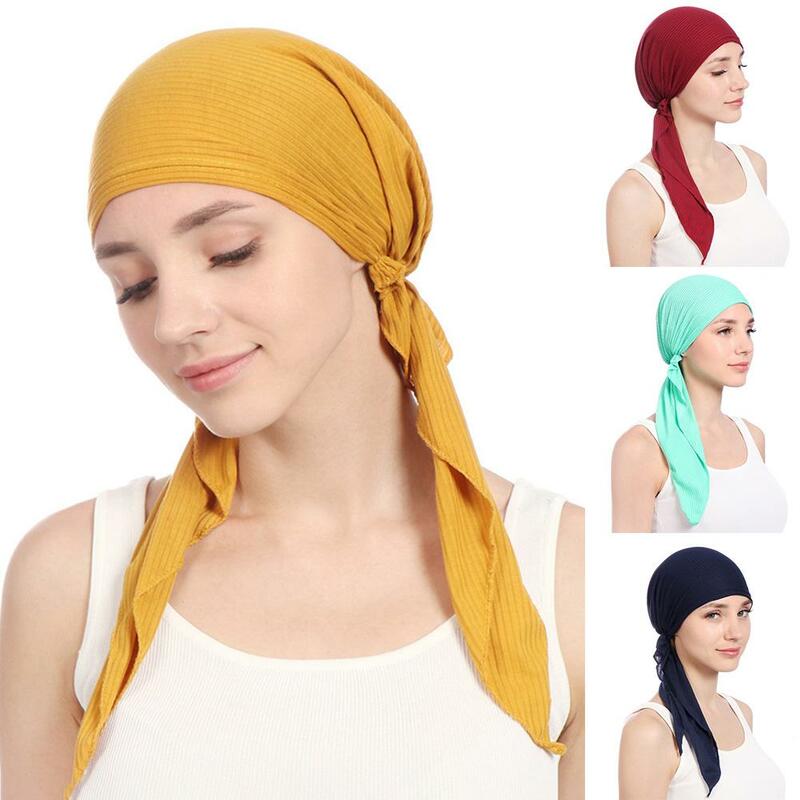 Womens Moslim Hijab Kanker Chemo Bloemenprint Hoed Tulband Cap Cover Haaruitval Hoofd Sjaal Wrap Pre-Gebonden Hoofddeksels strech Bandana