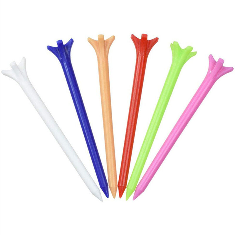 Mixed Colors Golf Tees, PP Plastic, 5 Claw Prong Tee, Low Resistance for Golf Training Tool, Accessory, 70mm, 100 Pcs, THANKSLEE