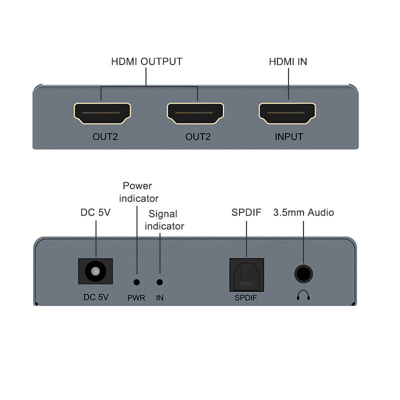 4K HDMI Audio Extractor 1x2 optical fiber audio splitter Spdif & 3,5mm heraus für TV projektor computer