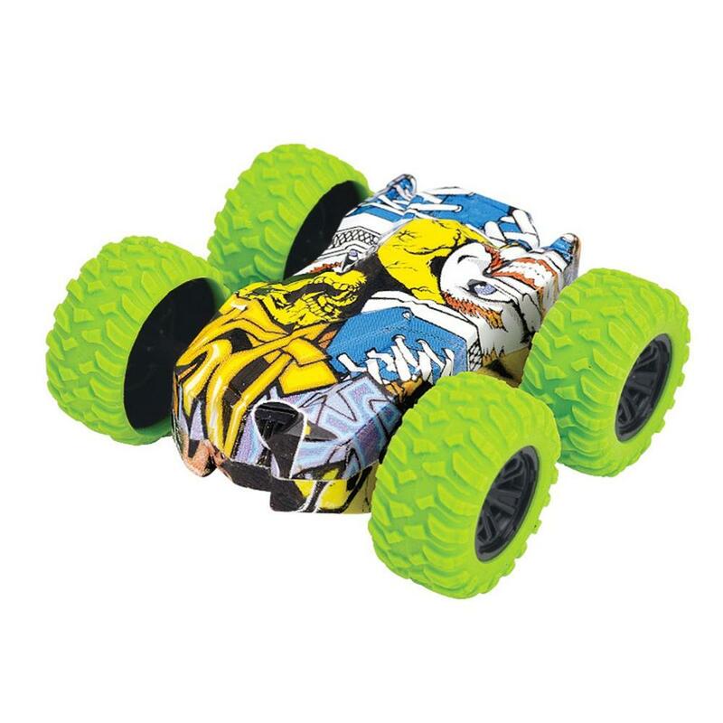 4 Wheel Drive Stunt Car Toys Friction Crawling Vehicles Inertia-Double Side Stunt Graffiti Car Road Model Car Vehicle Kids Toys