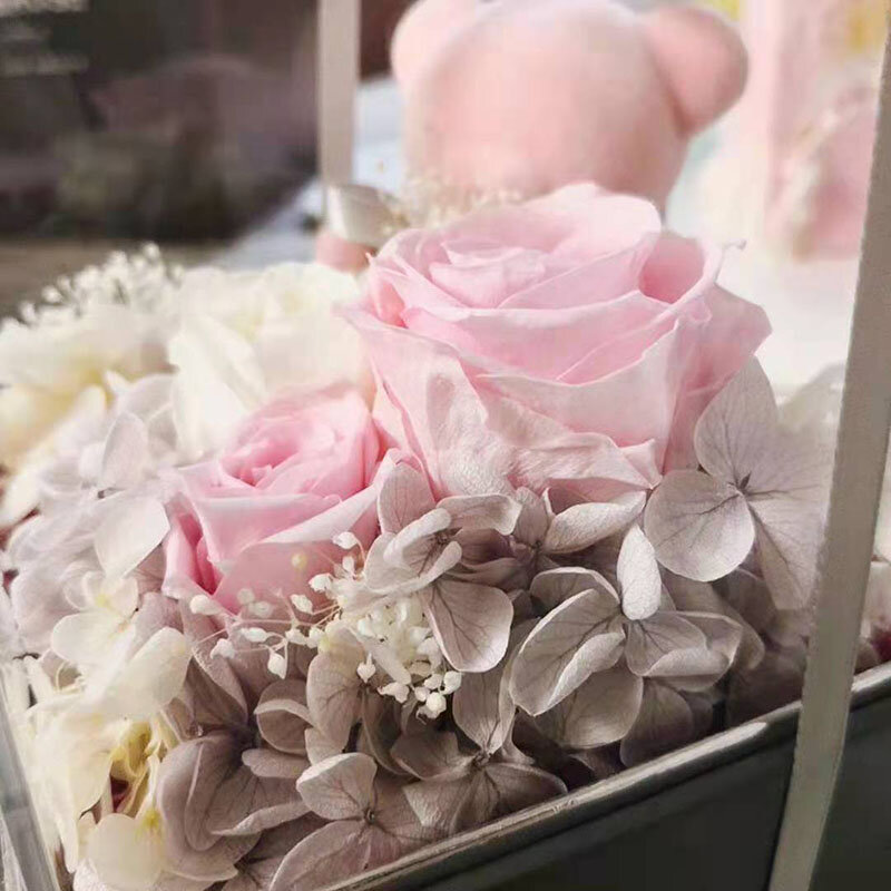 Kawaii Room ตกแต่งเกาหลีตกแต่งอุปกรณ์เสริม Immortal ดอกไม้ Moss Rose หมีของขวัญกล่องงานแต่งงานตกแต่งวันหยุดของขวัญ