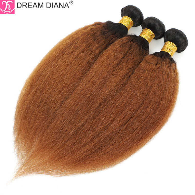 Dreamdian-extensão de cabelo 100% humano, pacotes de cabelo remy, ondulado, brasileiro, 1b, 30, ombré, yaki, 2 tons de cabelo marrom