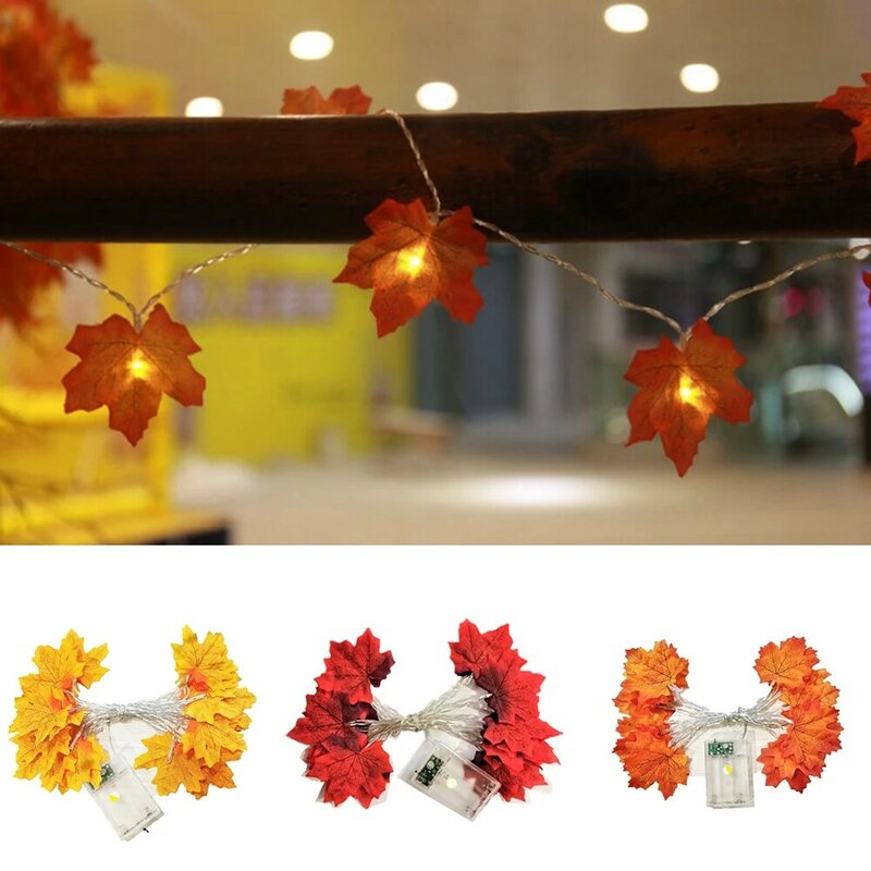 Maple Leaf Fairy Lights 10/20/40/80Leds Halloween String Lamp Autumn Plants Fence Party Stair Railing Decoration