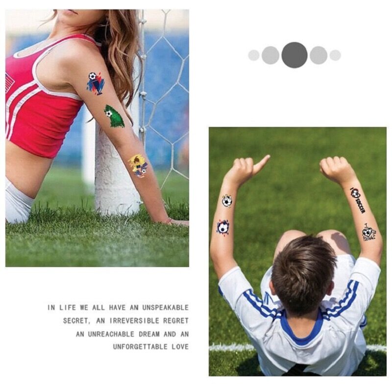 Pegatinas para tatuajes temporales de piezas/pcak para niños, tatuajes falsos impermeables de fútbol, pasta para cara, brazo, pierna, arte corporal, 10 Uds.
