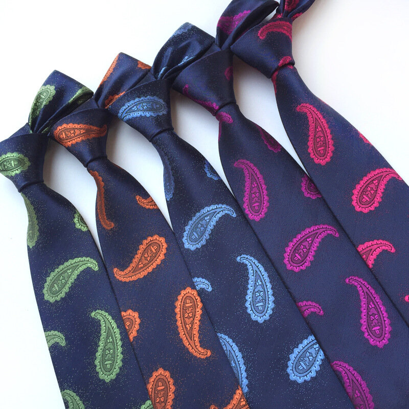 Cravate Mi Paisley pour hommes, 8cm, vente en gros d'usine, vêtements formels décontractés, business professionnel, haute trame, fleur de cajou