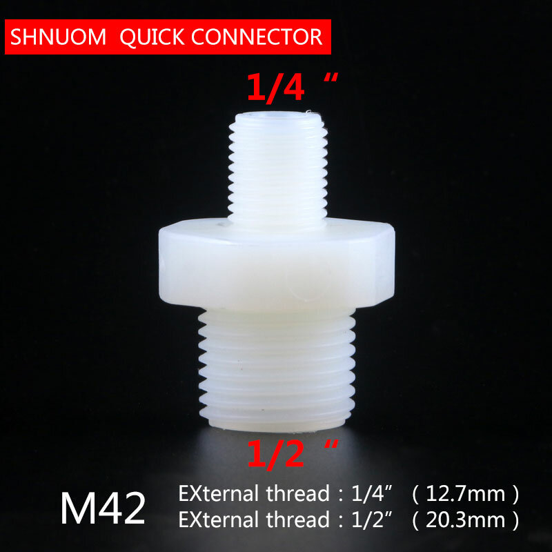 1/4'' Male to 1/2" External Thread Pipe Fitting Plastic Nylon Diameter Change 12.5-20 Straight Connect Aquarium RO Water Filter
