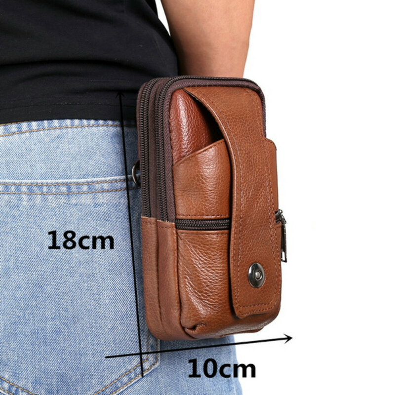 Saco de cintura de couro de alta qualidade multifunction masculino cinto saco de ombro pequeno crossbody sacos multi-camada fivela saco do telefone móvel