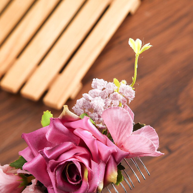 Molans 2020新しい花のヘア櫛刺激天然果実花ヘッドピース絶妙なローズリーフアクセサリー花嫁のウェディング