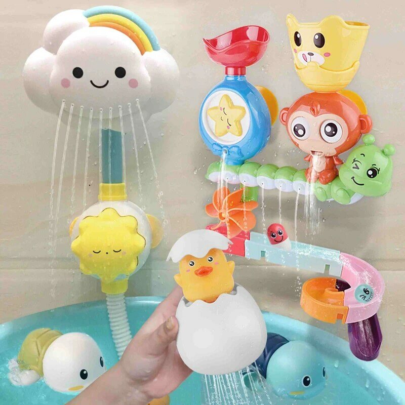 QWZ 아기 만화 원숭이 클래식 샤워 목욕 장난감, 동물 뿌리기, 욕실 수영 샤워, 교육용 장난감, 어린이 선물