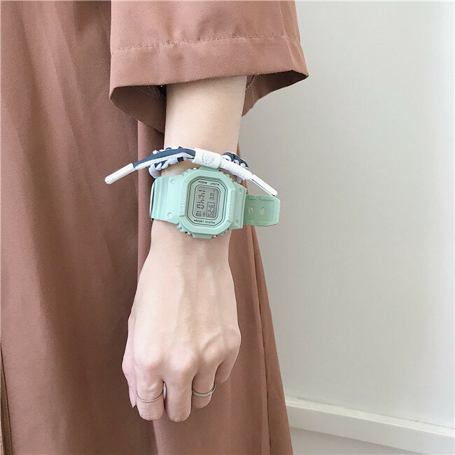 Shock นาฬิกาข้อมือแฟชั่นสีเขียวขนาดเล็กสแควร์นาฬิกาผู้หญิงกันน้ำ Reloj Hombre Simple นาฬิกา Horloge Dame