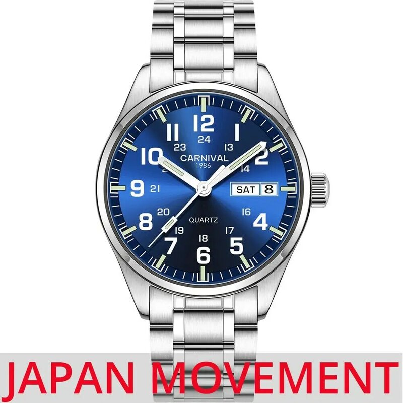 Reloj luminoso de cuarzo para hombre, cronógrafo de movimiento japonés, resistente al agua, con fecha automática, novedad de carnaval, 2020