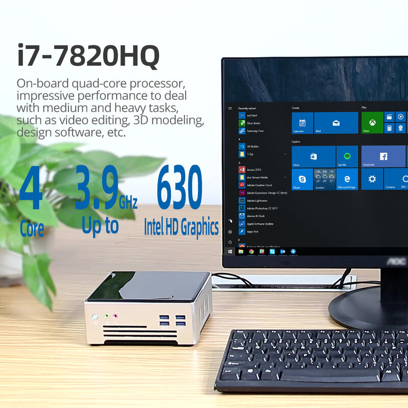 XCY 미니 PC 인텔 코어 i9 9880H 8 코어 16GB DDR4 1TB M.2 SSD, 윈도우 10 2.4G/5.0G 와이파이 4K UHD HDMI DP 듀얼 이더넷 6xUSB3.0