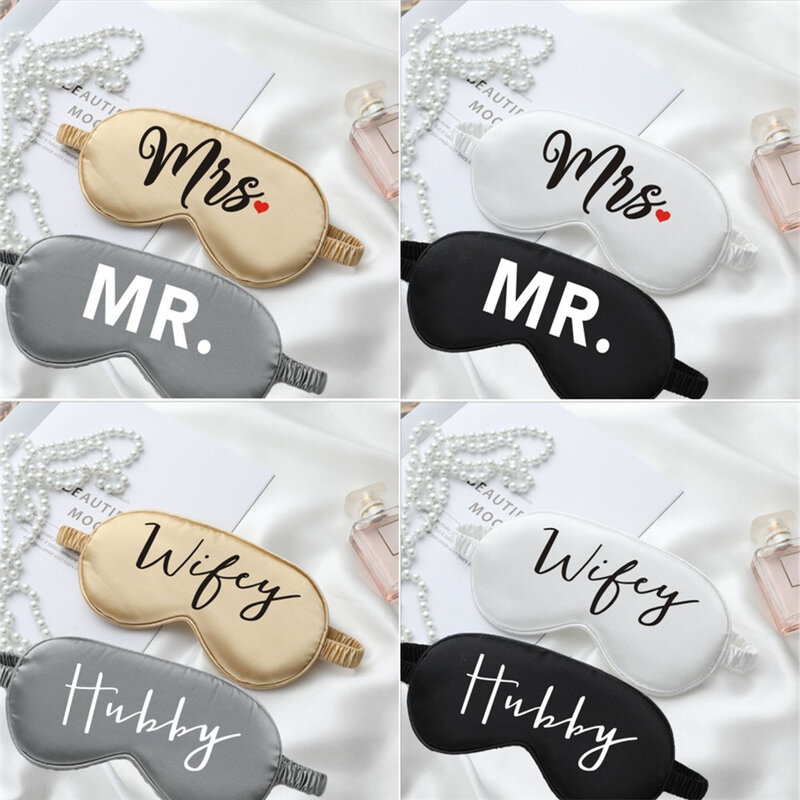 2ชิ้น/เซ็ตMr & Mrs Wedding Sleep Maks Customเจ้าสาวและเจ้าบ่าวหน้ากากฮันนีมูนของขวัญSleep MaskชุดHubbyและWifey Eye Mask