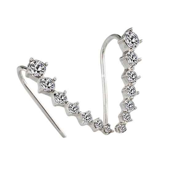2020 Women's Fashion Line Rhinestones Zircon Earrings Ear Hook Clip Stud Jewelry