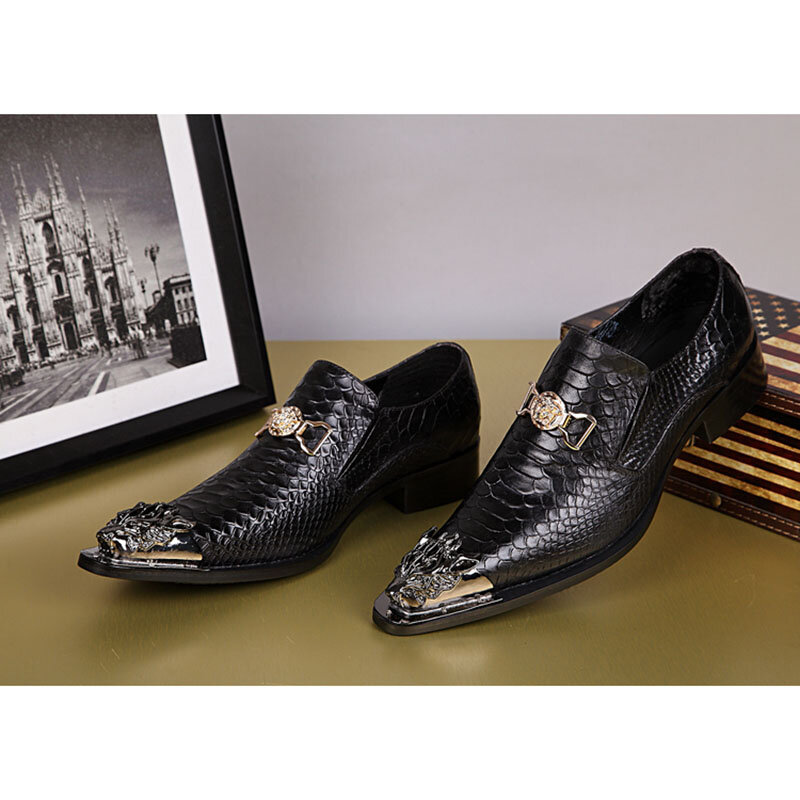 Batzuzhi-zapatos de vestir de piel auténtica para hombre, calzado de diseñador, negocios ¡Tamaño grande EU38-46! ¡3 colores!