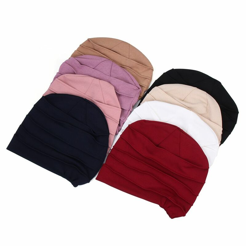 Хлопковые зимние теплые шапки для сна, облегающие шапки, женская шапка-тюрбан, головной убор, аксессуары для мусульманских хиджабов