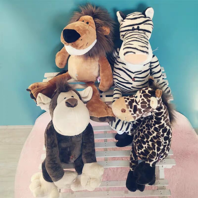 50CM Popular Forest Plush Toys Stuffed Animal Giraffe Elephant Monkey Lion Tiger Kawii Stuffed Kids Big Toys For Room Decoration