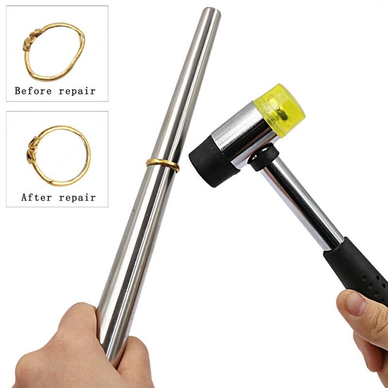 Ring Sizer Set Jewelry Measuring Tools Enlarger Stick Mandrel Handle Hammers Finger Loop