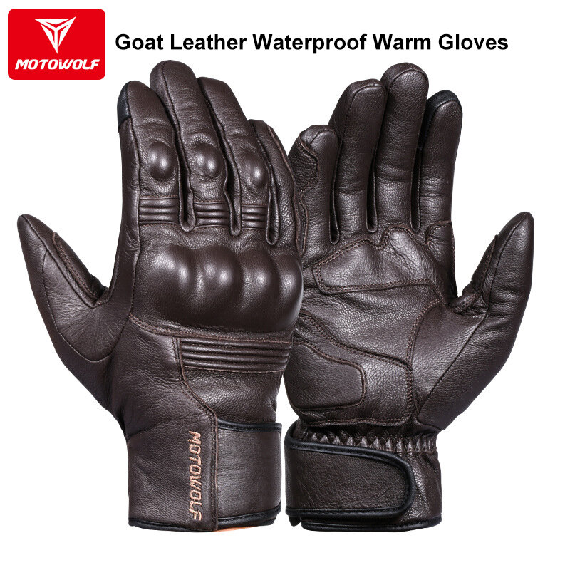 Prawdziwe skórzane rękawice motocyklowe wodoodporne wiatroszczelne zimowe ciepłe letnie oddychające dotykowe działają Guantes Moto Fist Palm Protect
