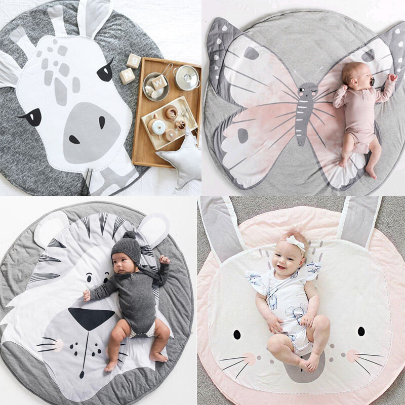 Tapis de jeu rond en coton polymère pour enfants, tapis de sol, couverture, décoration de chambre, INS, cadeaux pour bébé, 90cm